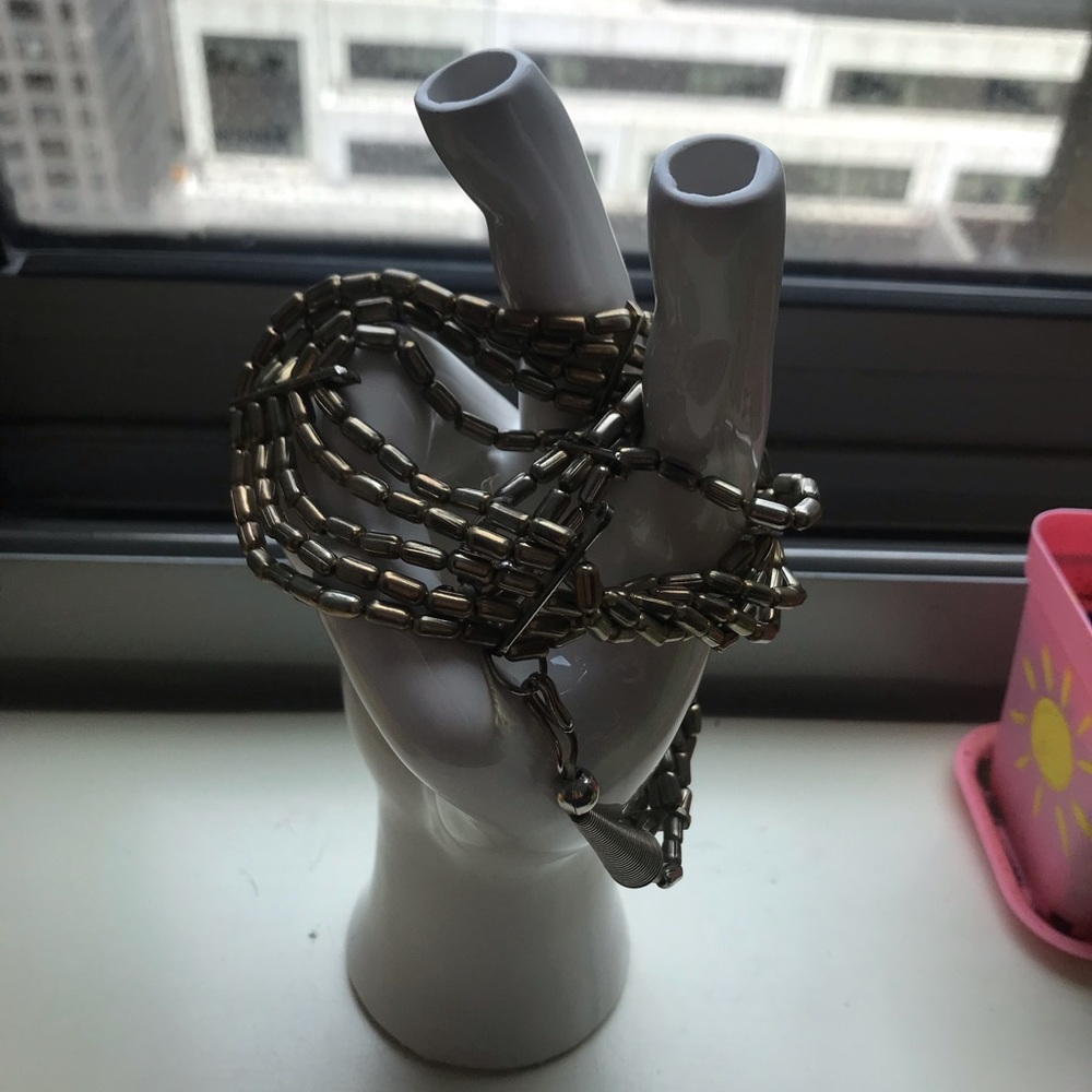 Retro Brass Beaded Scalloped Necklace